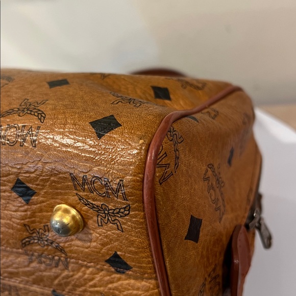 MCM Vintage Cognac Leather Satchel Boston Bag with COA - German - EUC - Picture 8 of 17